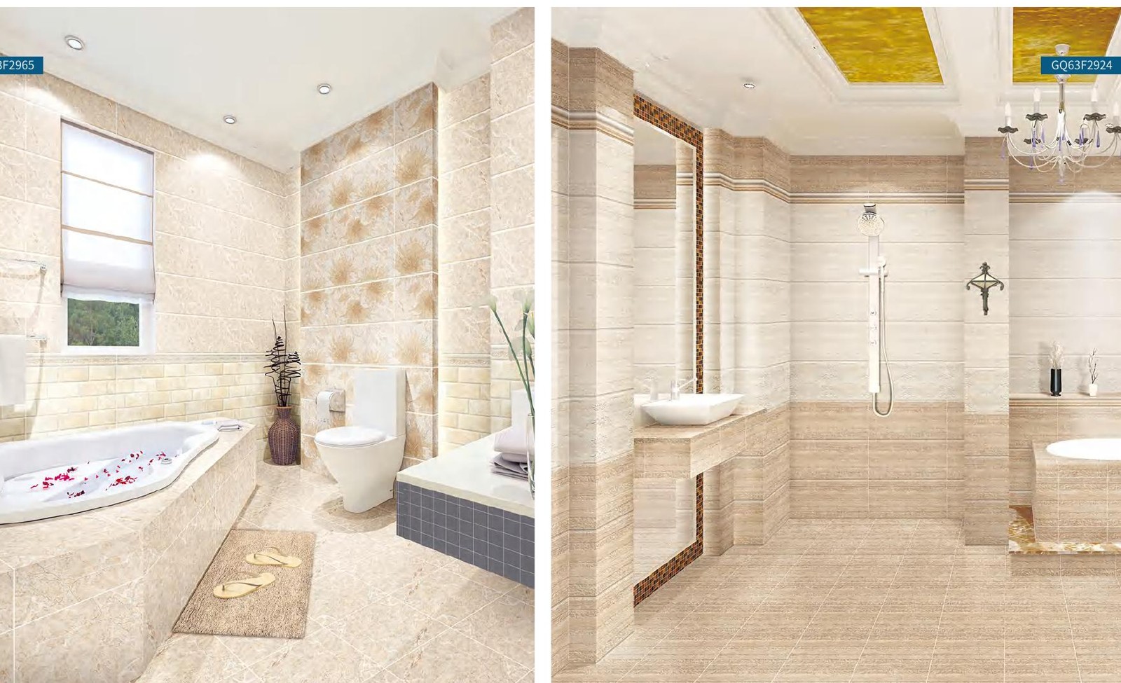 Carrelage mural intérieur dans une salle de bain