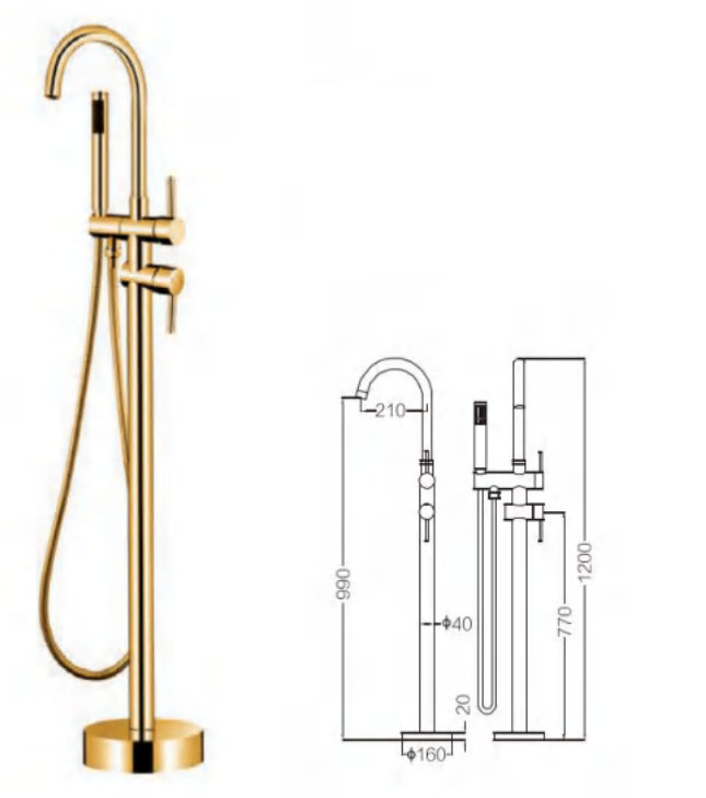 Bath shower floor standing mixer — réf. fournisseur LD-431